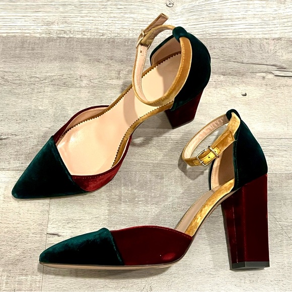 J. Crew Multicolor Colorblock Pointed Toe Block Heel Pump Comfortable Size 7 - Picture 4 of 8